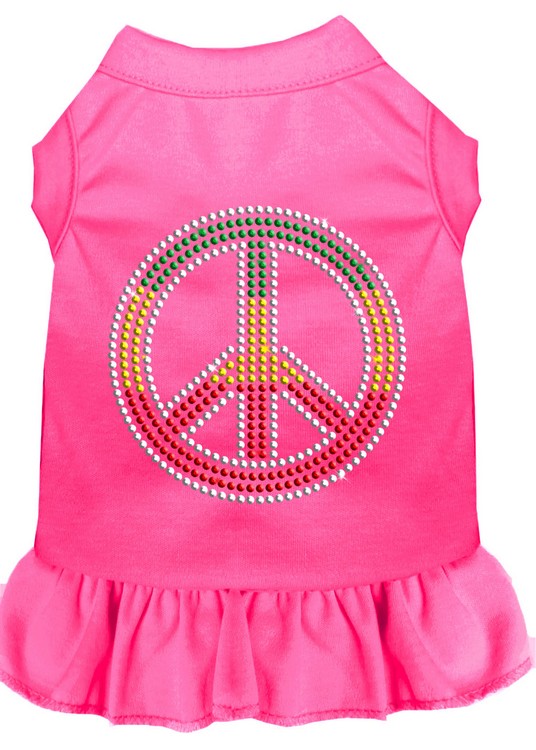 Rhinestone Rasta Peace Dress Bright Pink XS